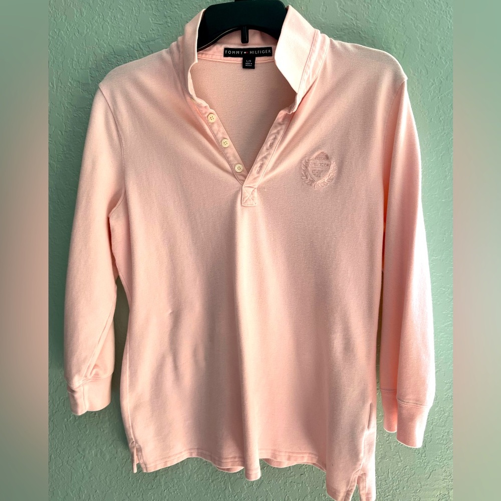 Light pink 3/4 length sleeve Tommy Hilfiger Polo
